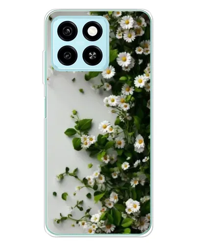 Чехол для ZTE Blade A55 с картинкой «Ветка мелких белых цветов»