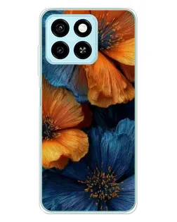 Чехол для ZTE Blade A55 с картинкой «Яркая сине-оранжевая флора» Чехол для ZTE Blade A55 с картинкой «Яркая сине-оранжевая флора»