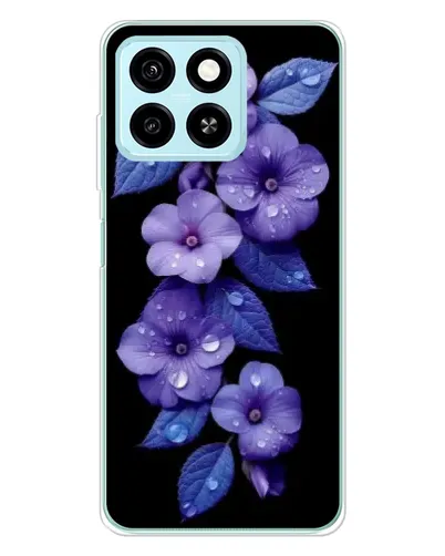 Чехол для ZTE Blade A55 с картинкой «Фиолетовые цветы с росою»