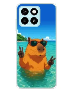 Чехол для ZTE Blade A55 с картинкой «Морская капибара»