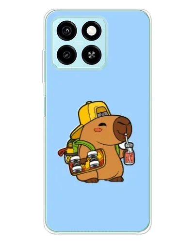 Чехол для ZTE Blade A55 с картинкой «Капибара на скейте»