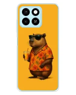 Чехол для ZTE Blade A55 с картинкой «Капибара на отдыхе»
