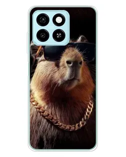 Чехол для ZTE Blade A55 с картинкой «Капибара золотая цепь»