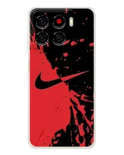 Чехол для ZTE Blade A56 с картинкой «Красные брызги Nike»