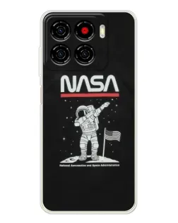 Чехол для ZTE Blade A56 с картинкой «NASA — шагаем по Луне»