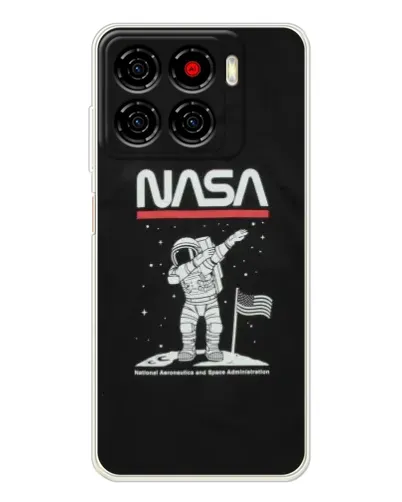 Чехол для ZTE Blade A56 с картинкой «NASA — шагаем по Луне»