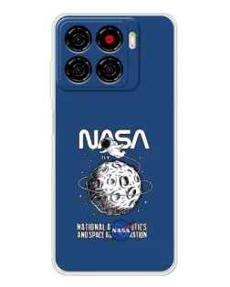 Чехол для ZTE Blade A56 с картинкой «NASA — лунная миссия»