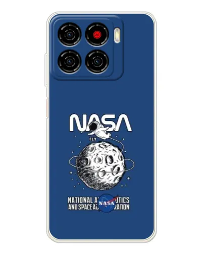 Чехол для ZTE Blade A56 с картинкой «NASA — лунная миссия»