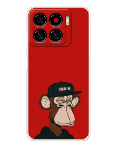 Чехол для ZTE Blade A56 с картинкой «Bored Ape — красный фон»