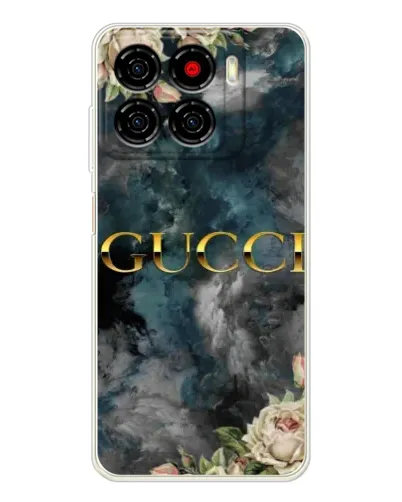 Чехол для ZTE Blade A56 с картинкой «Абстрактные цветы Gucci»