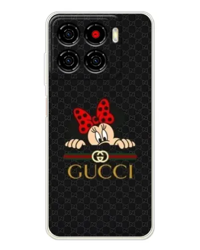 Чехол для ZTE Blade A56 с картинкой «Минни Маус Gucci — черный»