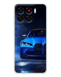 Чехол для ZTE Blade A56 с картинкой «Голубая BMW M4»