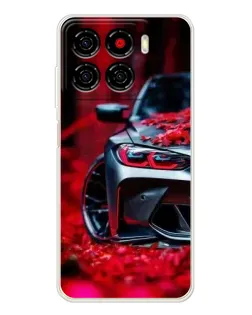 Чехол для ZTE Blade A56 с картинкой «Спортивная BMW и цветы»