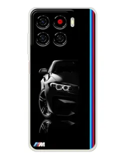 Чехол для ZTE Blade A56 с картинкой «Силуэт BMW в темноте»