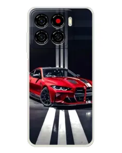 Чехол для ZTE Blade A56 с картинкой «Красная BMW на дороге»