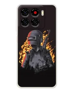Чехол для ZTE Blade A56 с картинкой «PUBG — огненный силуэт»