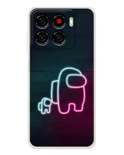 Чехол для ZTE Blade A56 с картинкой «Among Us неон-арт»