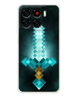 Чехол для ZTE Blade A56 с картинкой «Алмазный меч неон»