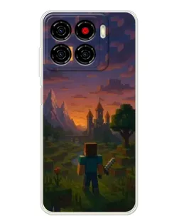 Чехол для ZTE Blade A56 с картинкой «Стив у башни»