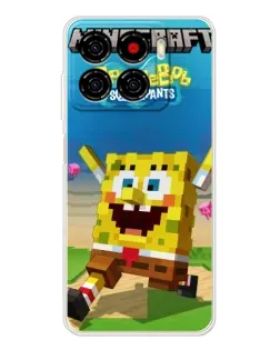 Чехол для ZTE Blade A56 с картинкой «Губка Боб Minecraft»