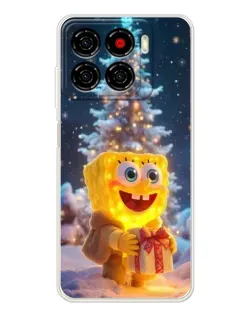Чехол для ZTE Blade A56 с картинкой «Рождественский Спанч Боб»