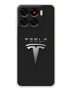 Чехол для ZTE Blade A56 с картинкой «Стальной логотип Tesla»