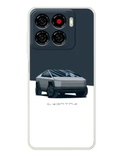 Чехол для ZTE Blade A56 с картинкой «Серебристый Cybertruck Tesla»