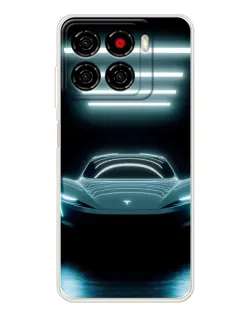 Чехол для ZTE Blade A56 с картинкой «Tesla в неоне»
