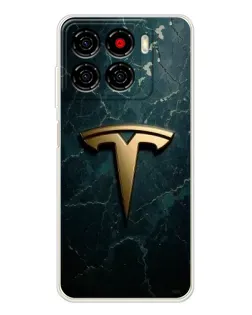 Чехол для ZTE Blade A56 с картинкой «Мраморная Tesla Gold»