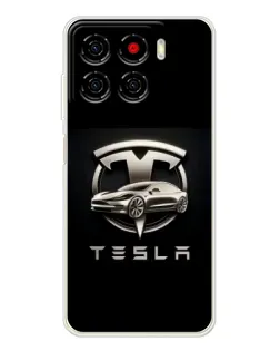 Чехол для ZTE Blade A56 с картинкой «Tesla — серебристое авто»