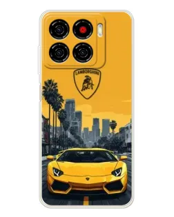 Чехол для ZTE Blade A56 с картинкой «Желтый Lamborghini город»