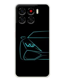 Чехол для ZTE Blade A56 с картинкой «Голубой силуэт Lamborghini»