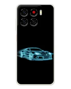 Чехол для ZTE Blade A56 с картинкой «Неоновый контур Lamborghini»