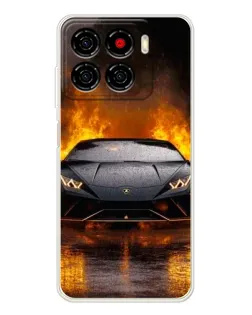 Чехол для ZTE Blade A56 с картинкой «Lamborghini в огне»
