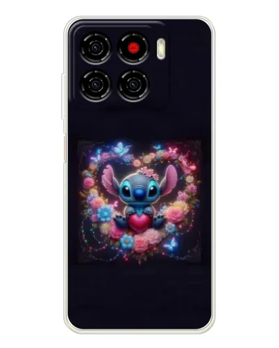 Чехол для ZTE Blade A56 с картинкой «Stitch в цветах»