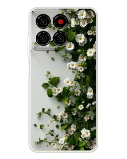 Чехол для ZTE Blade A56 с картинкой «Ветка мелких белых цветов»