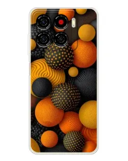 Чехол для ZTE Blade A56 с картинкой «Объемные оранжевые сферы»
