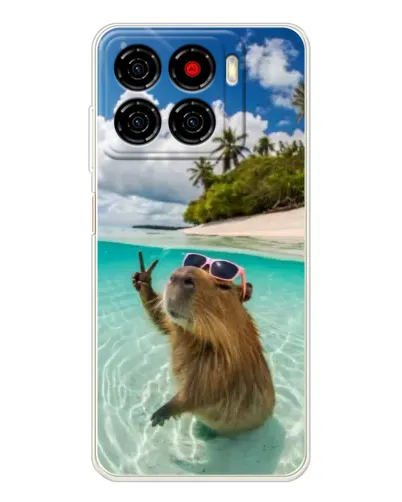Чехол для ZTE Blade A56 с картинкой «Капибара на море»