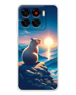 Чехол для ZTE Blade A56 с картинкой «Закат солнца с капибарой» Чехол для ZTE Blade A56 с картинкой «Закат солнца с капибарой»