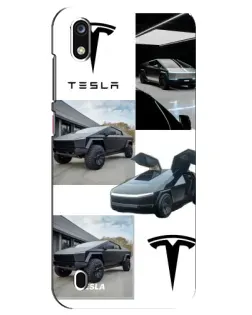 Чехол для ZTE Blade A7 (2019) с картинкой «Коллаж Cybertruck Tesla»