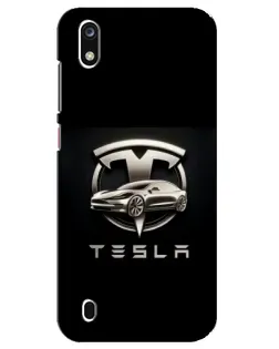 Чехол для ZTE Blade A7 (2019) с картинкой «Tesla — серебристое авто»