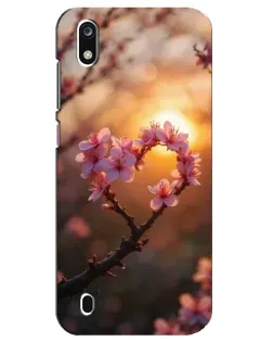 Чохол для ZTE Blade A7 (2019) з картинкою «Рожевий цвіт  сердечко на тлі заходу»
