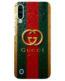 Чехол для ZTE Blade A7 (2020) с картинкой «Gucci — фирменная полоса и золото»