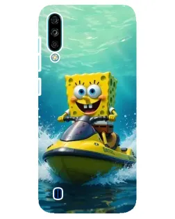 Чехол для ZTE Blade A7 (2020) с картинкой «Спанч Боб на гидроцикле»