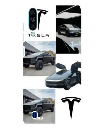 Чехол для ZTE Blade A7 (2020) с картинкой «Коллаж Cybertruck Tesla»