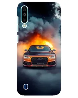Чехол для ZTE Blade A7 (2020) с картинкой «Audi в огненном дыму»