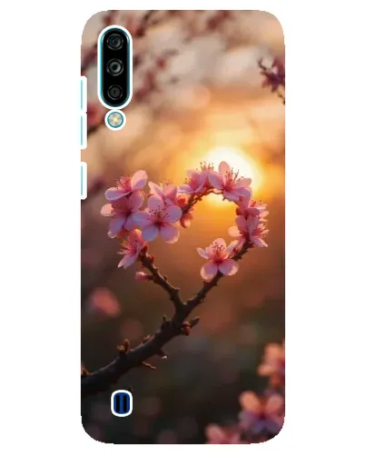 Чехол для ZTE Blade A7 (2020) с картинкой «Розовый цвет сердце на фоне заката»