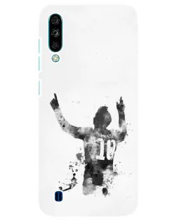 Чехол для ZTE Blade A7 (2020) с картинкой «Черно-белый силуэт Месси»