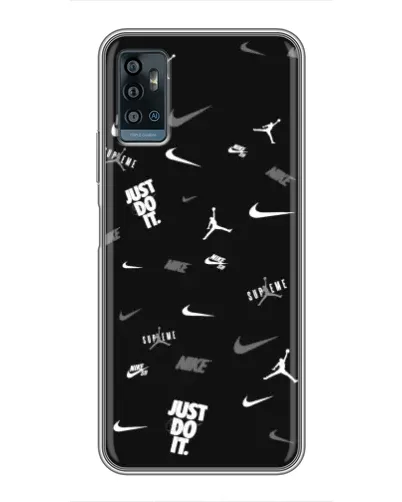 Чехол для ZTE Blade A71 с картинкой «Nike Black Pattern»