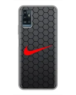 Чехол для ZTE Blade A71 с картинкой «Nike — карбоновая сетка»